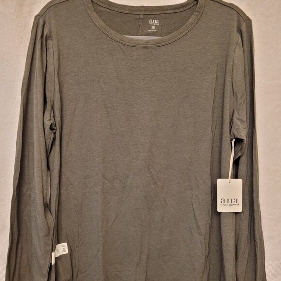 A.N.A. A New Approach Tops - Olive, cotton, long-sleeved, a.n.a. women's top. NWT, Size XXL